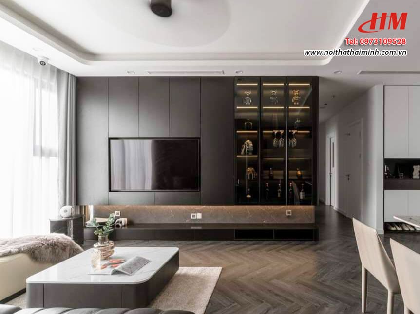 Kệ tivi nhựa cao cấp liền kề tủ rượu tiện lợi - KTV068