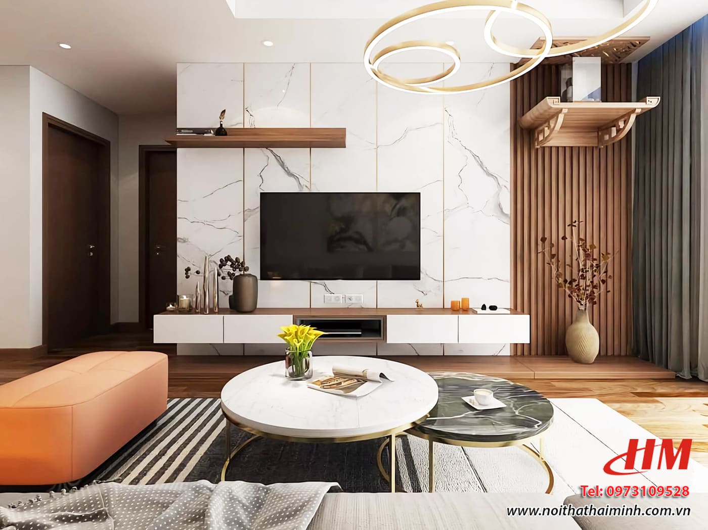 Kệ tivi nhựa cao cấp màu trắng mix vân gỗ siêu sang - KTV053