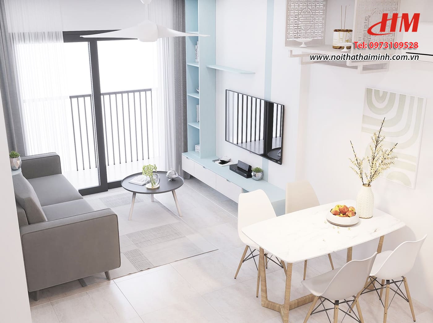 Mẫu nội thất phòng khách nhựa cao cấp màu trắng mix xanh nhạt- PK44 Mẫu nội thất phòng khách nhựa cao cấp màu trắng mix xanh nhạt- PK44