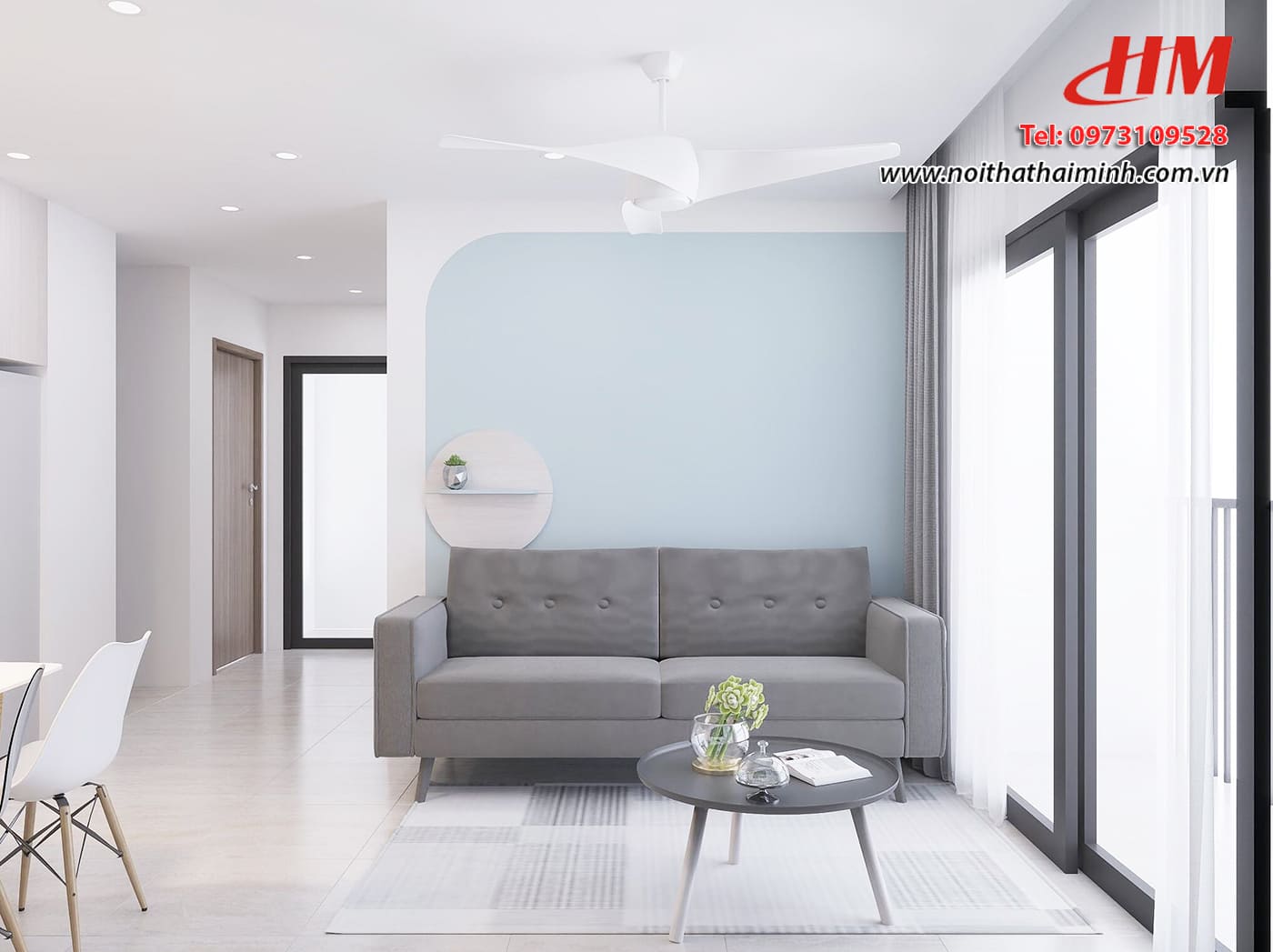 Mẫu nội thất phòng khách nhựa cao cấp màu trắng mix xanh nhạt- PK44 Mẫu nội thất phòng khách nhựa cao cấp màu trắng mix xanh nhạt- PK44