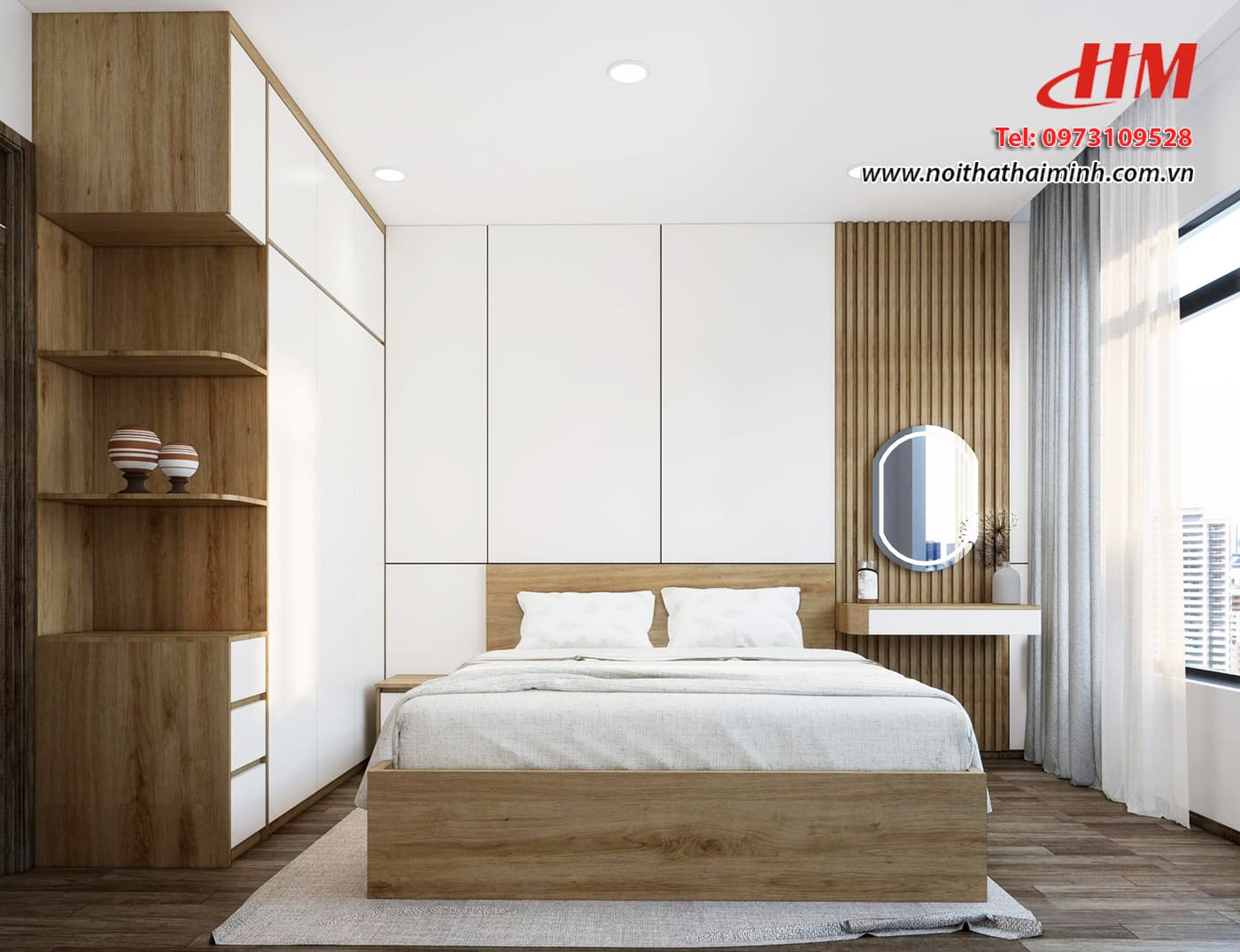 Mẫu nội thất phòng ngủ nhựa cao cấp vân gỗ siêu sang - PN228