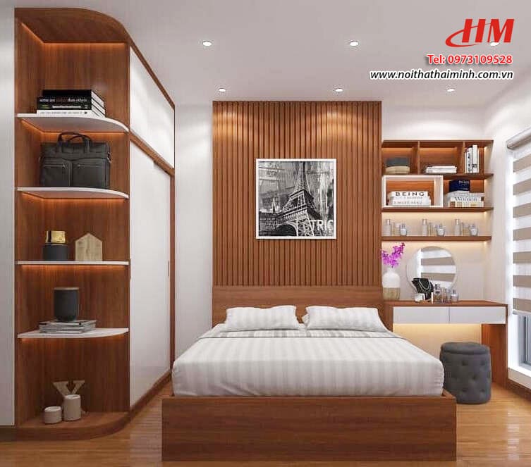 Mẫu nội thất phòng ngủ nhựa cao cấp vân gỗ siêu sang - PN149