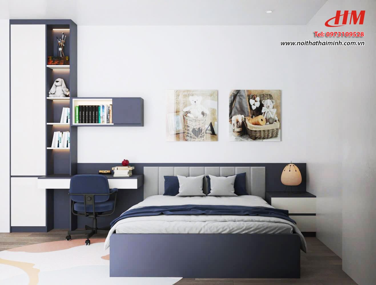 Mẫu nội thất phòng ngủ nhựa cao cấp thiết kế tối giản - PN163