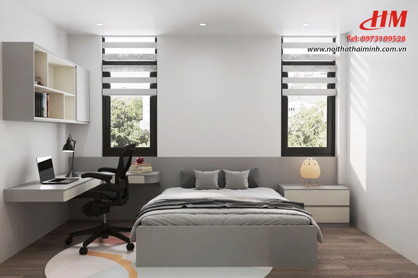 Mẫu nội thất phòng ngủ nhựa cao cấp thiết kế tối giản - PN164