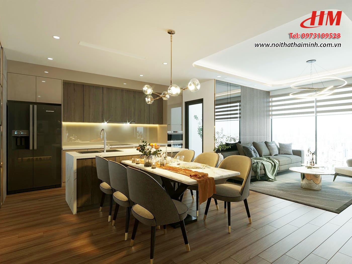 Tủ bếp nhựa cao cấp hiện đại liền kề phòng khách siêu sang - TB232 Tủ bếp nhựa cao cấp hiện đại liền kề phòng khách siêu sang - TB232