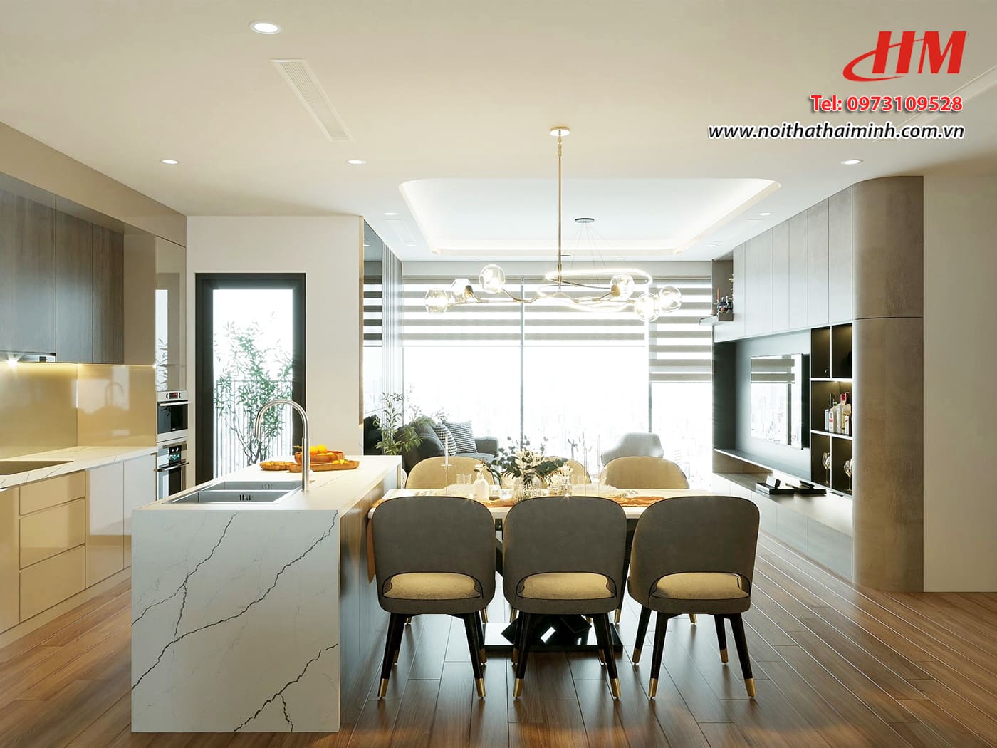 Tủ bếp nhựa cao cấp hiện đại liền kề phòng khách siêu sang - TB232 Tủ bếp nhựa cao cấp hiện đại liền kề phòng khách siêu sang - TB232