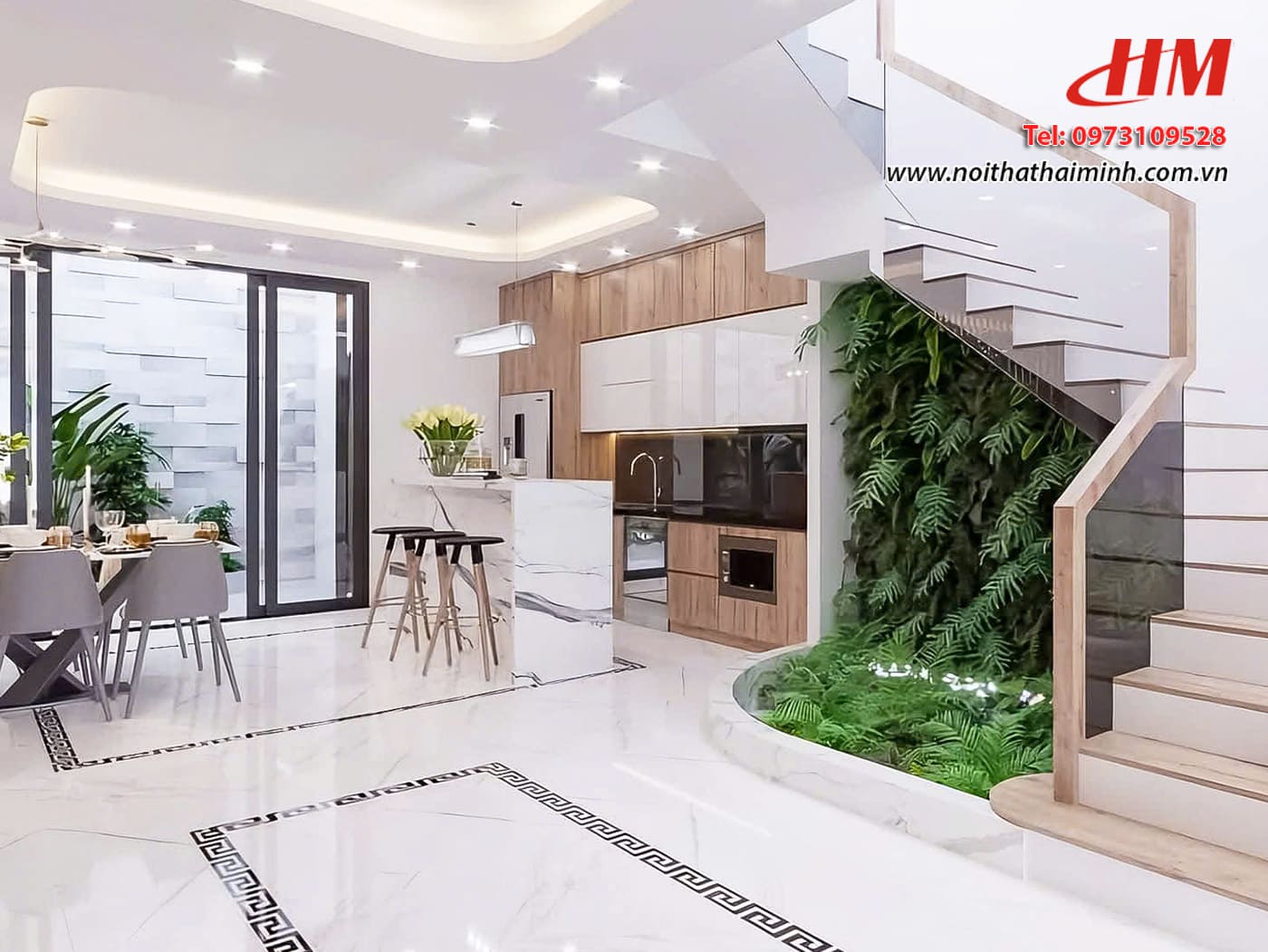 Tủ bếp nhựa cao cấp vân gỗ có bản đảo bếp - TB238 Tủ bếp nhựa cao cấp vân gỗ có bản đảo bếp - TB238