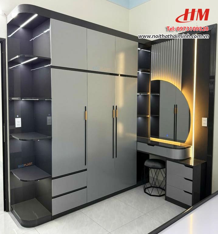 Tủ quần áo nhựa cao cấp màu trầm siêu sang - TQA097