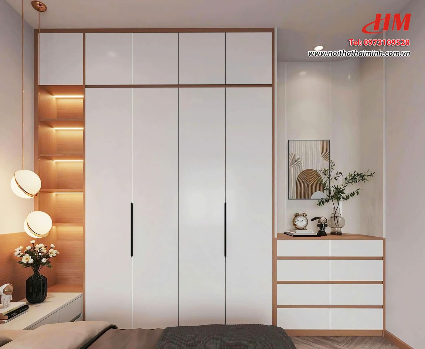 Tủ quần áo nhựa cao cấp màu trắng hiện đại - TQA095